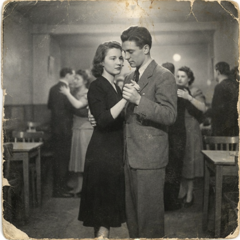 Couple flou au loin, ambiance douce